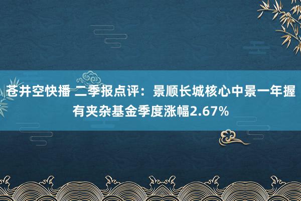 苍井空快播 二季报点评：景顺长城核心中景一年握有夹杂基金季度涨幅2.67%