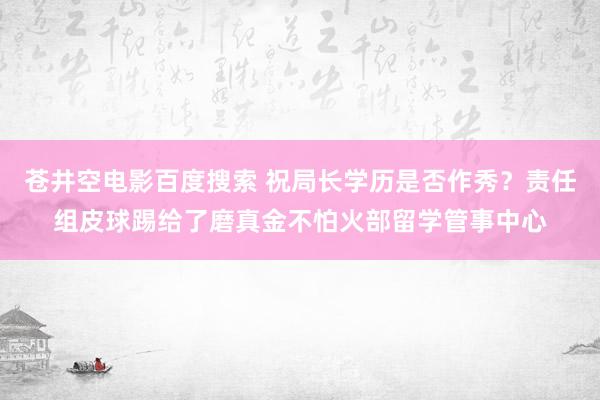 苍井空电影百度搜索 祝局长学历是否作秀？责任组皮球踢给了磨真金不怕火部留学管事中心