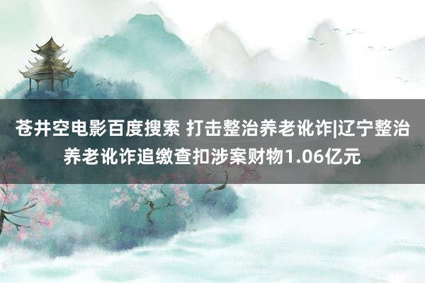 苍井空电影百度搜索 打击整治养老讹诈|辽宁整治养老讹诈追缴查扣涉案财物1.06亿元