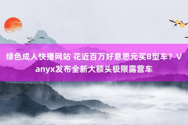 绿色成人快播网站 花近百万好意思元买B型车？Vanyx发布全新大额头极限露营车