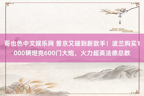 哥也色中文娱乐网 普京又碰到新敌手！波兰购买1000辆坦克600门大炮，火力超英法德总数