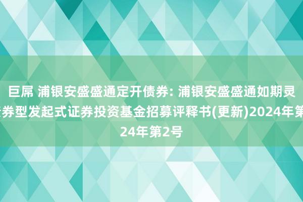 巨屌 浦银安盛盛通定开债券: 浦银安盛盛通如期灵通债券型发起式证券投资基金招募评释书(更新)2024年第2号