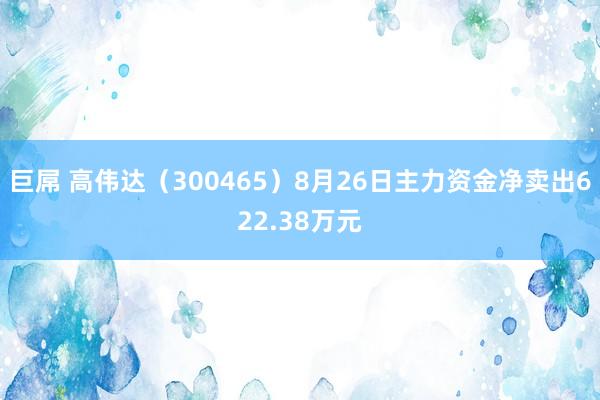 巨屌 高伟达（300465）8月26日主力资金净卖出622.38万元