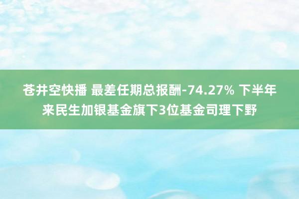 苍井空快播 最差任期总报酬-74.27% 下半年来民生加银基金旗下3位基金司理下野