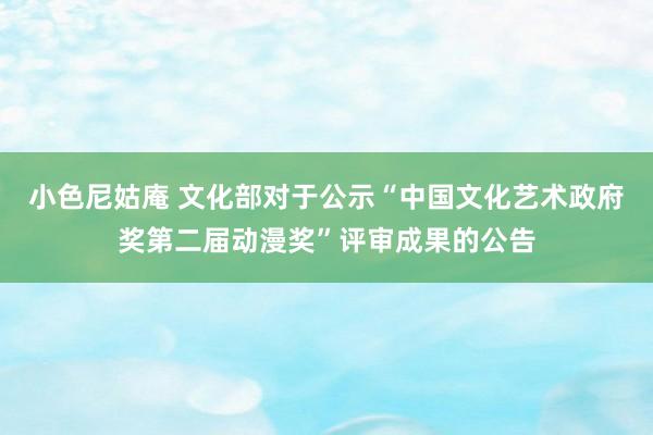 小色尼姑庵 文化部对于公示“中国文化艺术政府奖第二届动漫奖”评审成果的公告