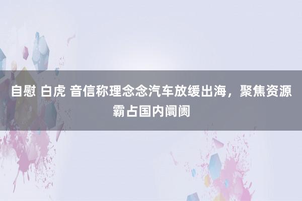 自慰 白虎 音信称理念念汽车放缓出海，聚焦资源霸占国内阛阓